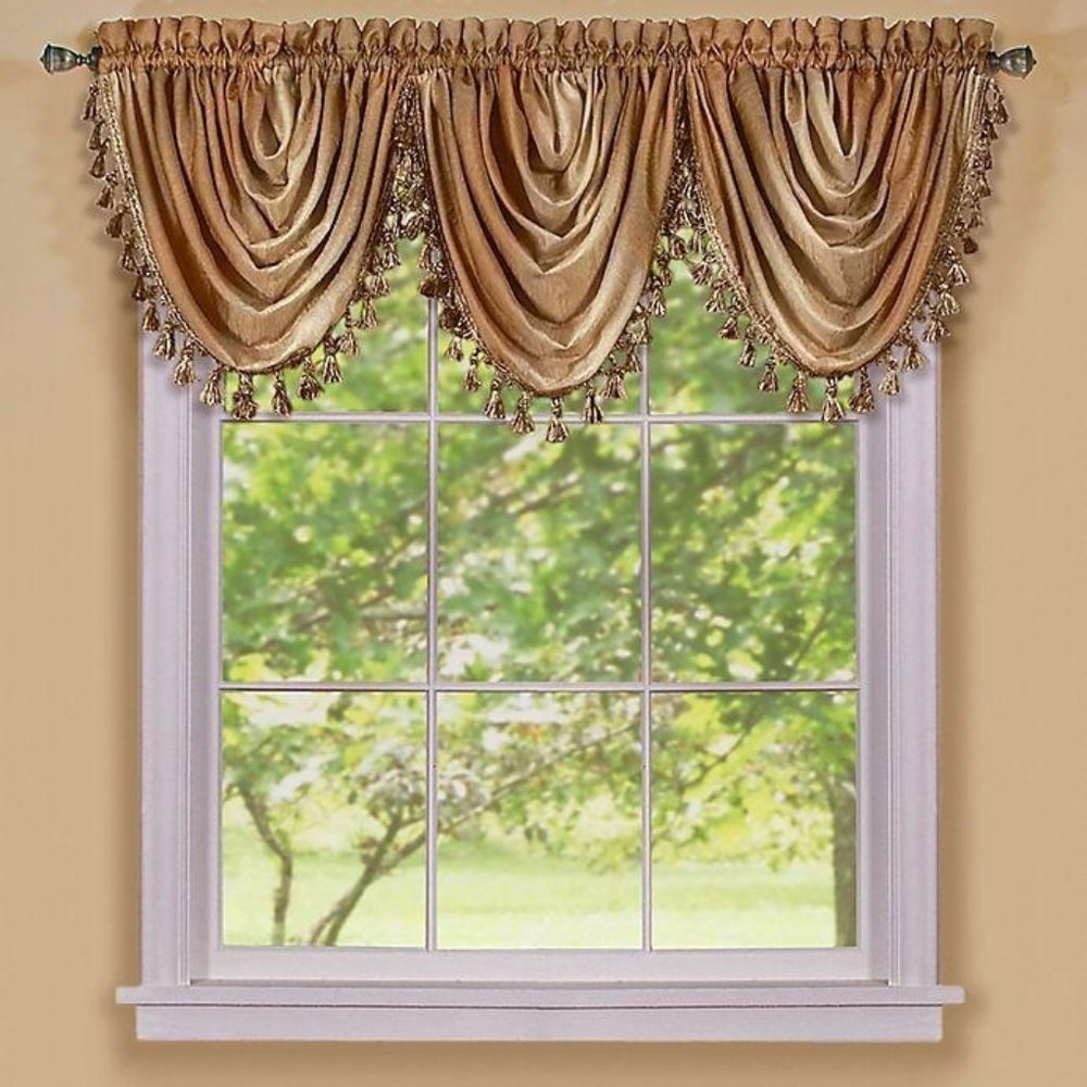 Ombre Waterfall Curtain Valance TAN